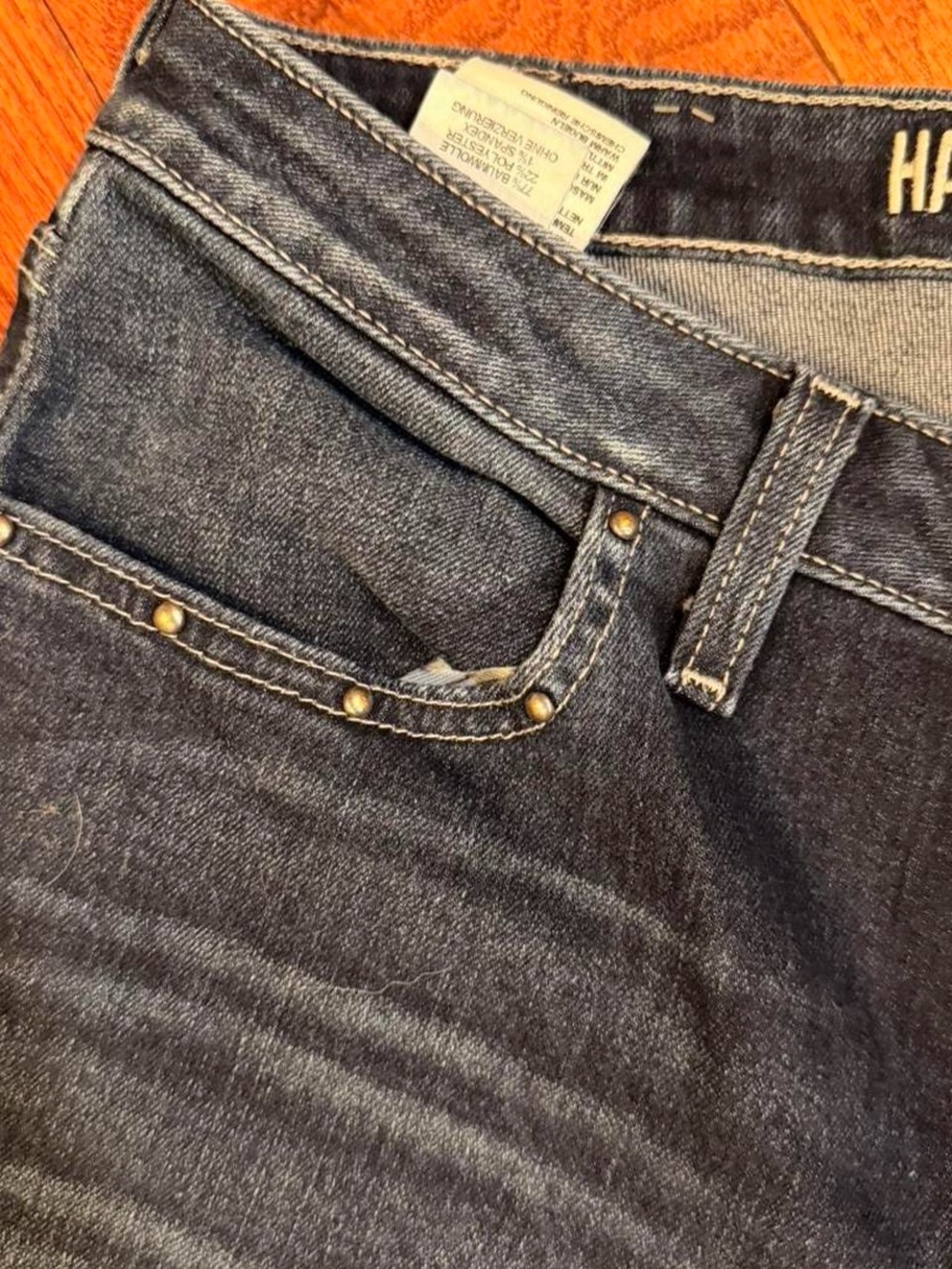 Harley-Davidson Dark Blue Bootcut Jeans with Embroidered Back Pockets - Picture 3 of 6
